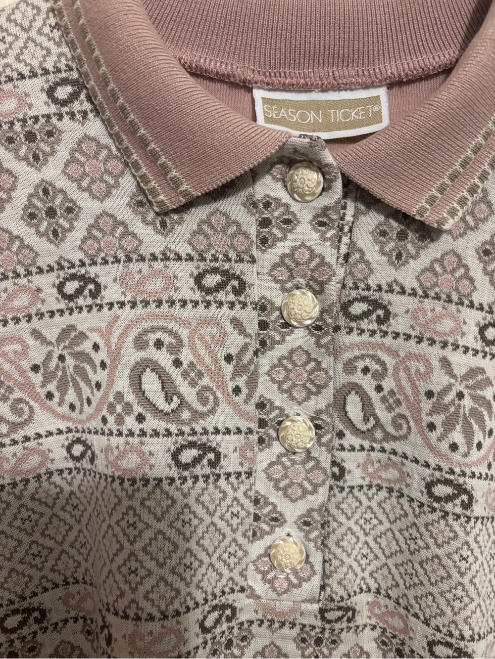 vintage dusty pink paisley grandma core sweater ✿ 90s cottage knit pullover - Picture 5 of 7